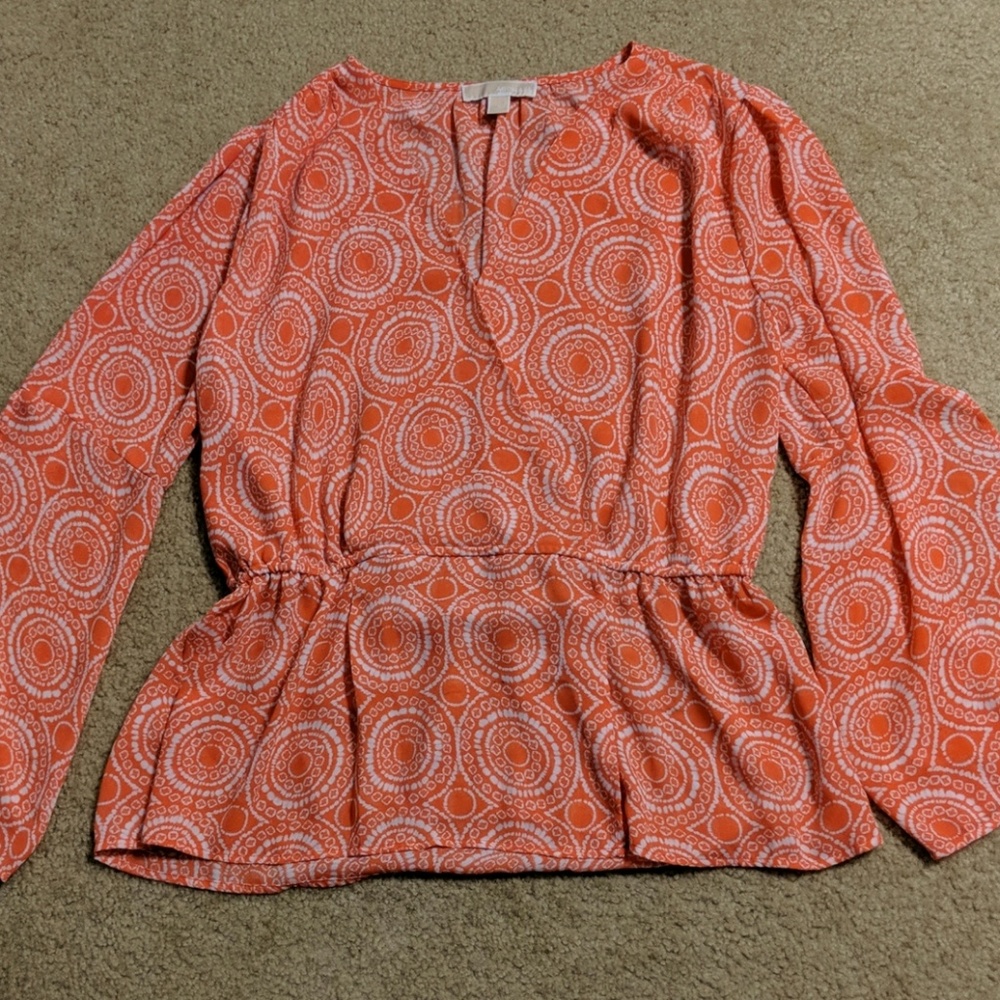 Michael Kors wrap peplum blouse. Size L.